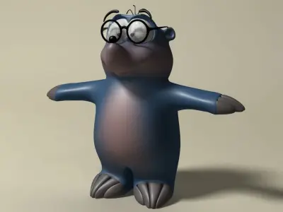 Cartoon mole rigged Low-poly 3D model