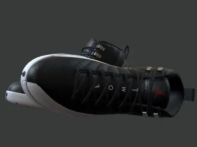 PBR Air Jordan 12-retro sneakers Playoff colorway Low-poly 3D model