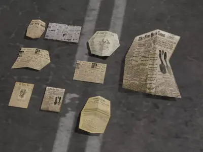 newspaper pieces Free low-poly 3D model