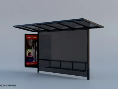 Bus Stop PBR Low Poly 3D Model Low-poly 3D model