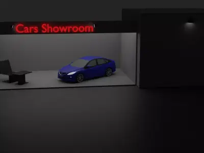 Cars showroom model for game development Free 3D model