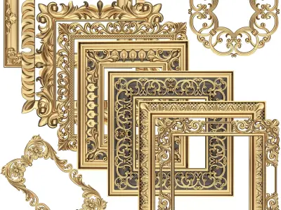 Classic Frame and Mirror Collection 03 Low-poly 3D model