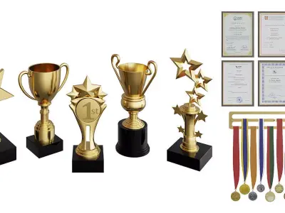 Awards Set BLENDER 3D Model Cycles 3D model