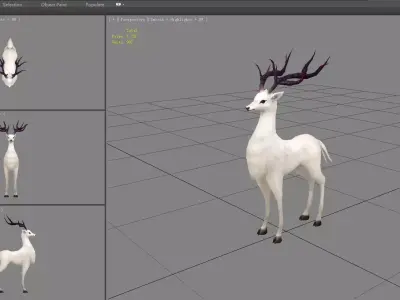 Cartoon White Deer Low-poly 3D model