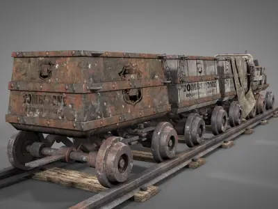 Old Mine Cart v2 3D model