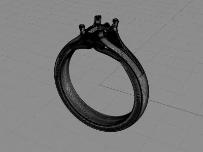 D-1189 gold ring with emerald stone 3D print model