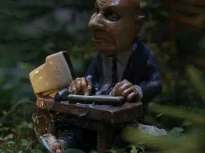 Quirky Bald Businessman Figure 3D Model with 4 LODs Low-poly 3D model