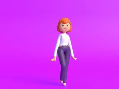 Minimal Girl Cartoon Character 3D model