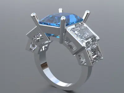 Ladies ring with topazes and diamonds 3D print model