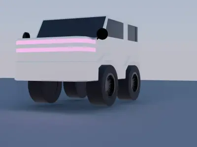 White Low Poly Car Stylized Game Ready Vehicle Low-poly 3D model
