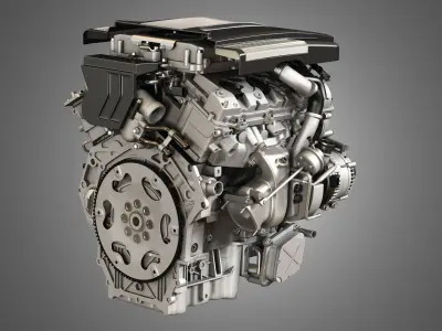XTS Engine - V6 Twin Turbo Engine - With Interior Parts 3D model
