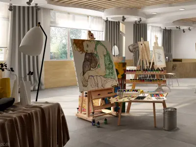 art studio Low-poly 3D model