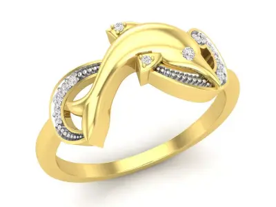 AV 716 Diamond Womens Right Hand Dolphin Ring 3D print model