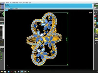 Elegant Floral Diamond Ring for Women 3D Model 4352 3D print model