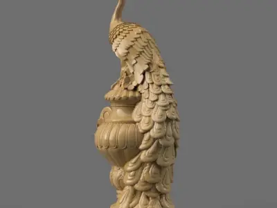 Peacock stl  3D Model for CNC and 3d printer 3D print model