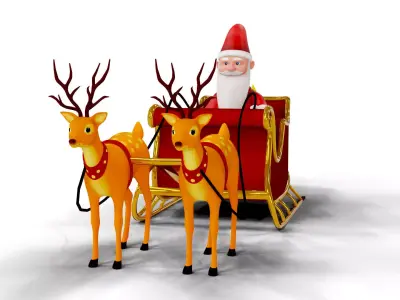 Cartoon Santa Claus with Deer Unity Package Low-poly 3D model