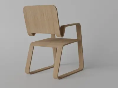 Modern Wooden Chair Low-poly 3D model