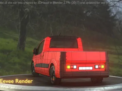 City Car 39 Utility Vehicles Van Pickup 1500 Type-D Red Low-poly 3D model