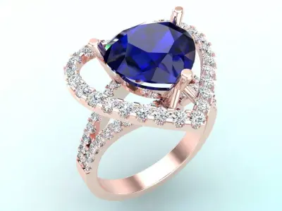 Gemstone rings - Heart stone ring - Diamond rings 3D print model