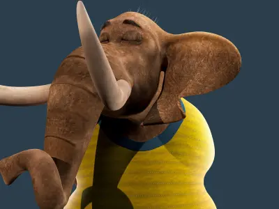 Cartoon Elephant Rigged  3D model