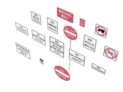 Road Sign US R5 Series Exclusionary 3D model