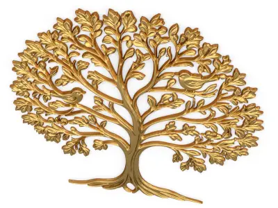 decor set wall panel wall tree relief mural CNC 45 3D model