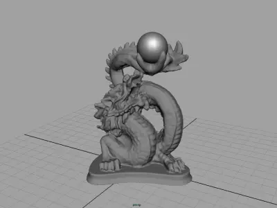 Chinese dragon statue Low-poly 3D model