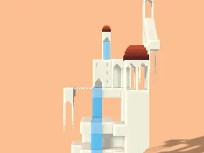 Voxel monument valley  Low-poly 3D model