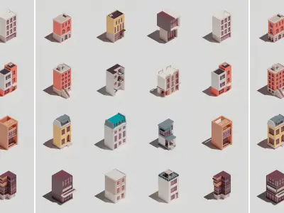 Buildings pack 1 3D Model Collection
