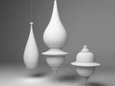 Moroccan Hanging Lamp Collection - Copper Finish Lantern 3D model