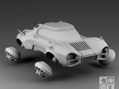 Futuristic Maneuverable car 3D print model