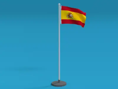 Low Poly Seamless Animated Spain Flag Low-poly 3D model