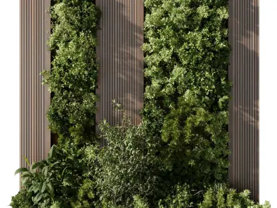 Vertical Wall Garden With Wooden frame - Horizontal garden  3D model