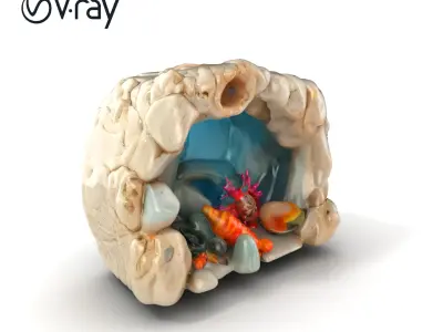 Underwater Grotto with Marine Life model pack Low-poly 3D model