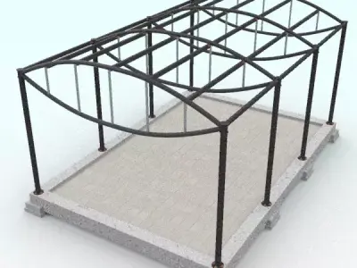 Cable-stayed beam structure 3D model