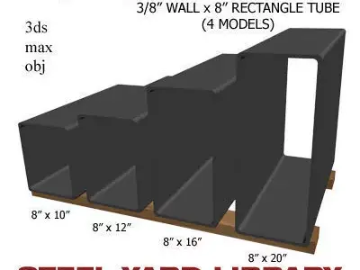 3 8in Wall x8in Rectangle Tube 3D model