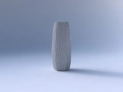 Vase squeezed hexagon with bent extruded pattern 3D print model