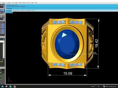 Luxury Oval Gemstone Signet Ring for Men 4898 3D print model