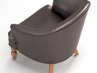 20th Century English Red Leather Barrel Chair 3D model