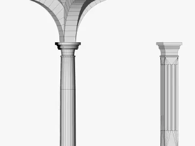 Vaulting 1-2   Romanic  500cm spaced  with thin arches Low-poly 3D model