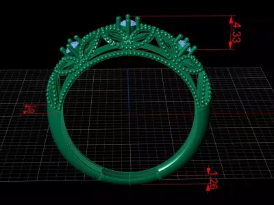 Antique Crown Engagement Band 3D print model