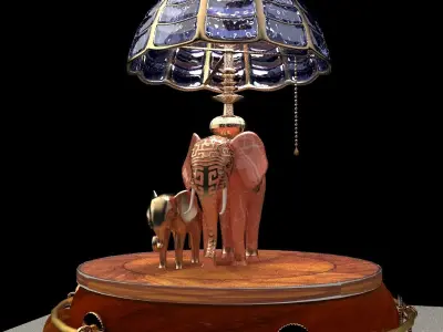 Chnese display stand with elephant lamp 3D model