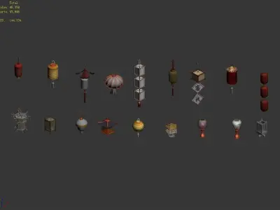 Game Building Decoration - Lantern 01 3D model