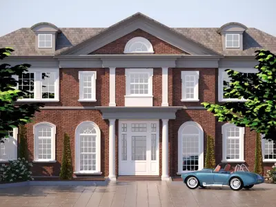 Facade house with classic car 3D model