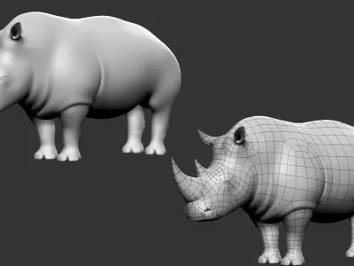 Rhino Basemesh Low-poly 3D model