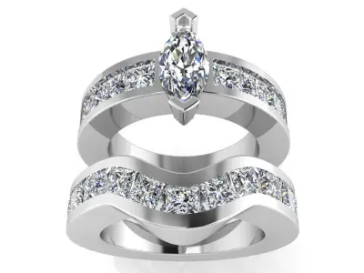 Marquise Diamond Ring With Band 2522 3D print model