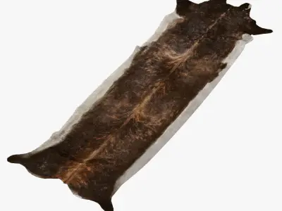 Super Long Stretched Cowhide Rug 3D model