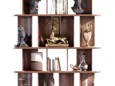 Shelf Partition with Statue set 773 Low-poly 3D model