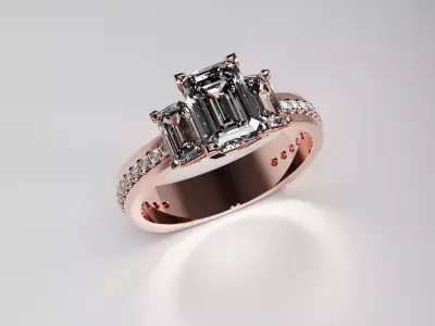 Triple Diamond Luxury Ring 3D print model