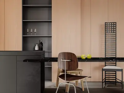 Modern living room dining room interior scenes 285 3D model